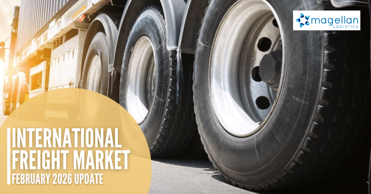 Freight Market Update: Close cropped image of the wheels of a large truck.